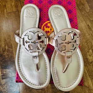 Tory Burch Rose Gold Miller Sandal. Barely worn. Like new. Size 7.5